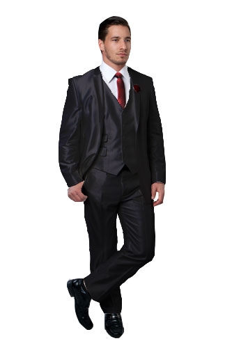 Dark Grey Ultra Slim Fit Two Button 3-Piece Suit Dark Grey Ultra Slim Fit Two Button 3-Piece Suit