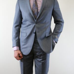 Smoke Blue Shark Skin Two Button Ultra Slim Fit Suit-0