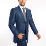 Blue Shark Skin Two Button Ultra Slim Fit Suit