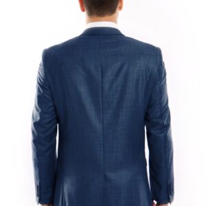 Blue Shark Skin Two Button Ultra Slim Fit Suit Back View