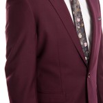 Burgundy Slim Fit 1 Button Suit-0