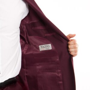 Burgundy Slim Fit 1 Button Suit-11674