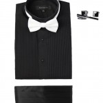 Marquis Black Tuxedo Shirt Set with Cummerbund -0