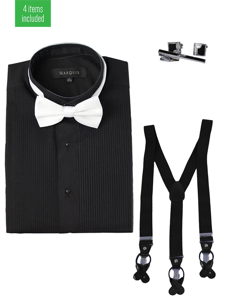 4 Piece Black Tuxedo Shirt Set-0 4 Piece Black Tuxedo Shirt Set-0