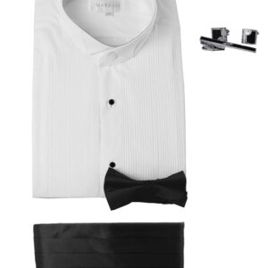 Marquis White Tuxedo Shirt Set with Cummerbund -0