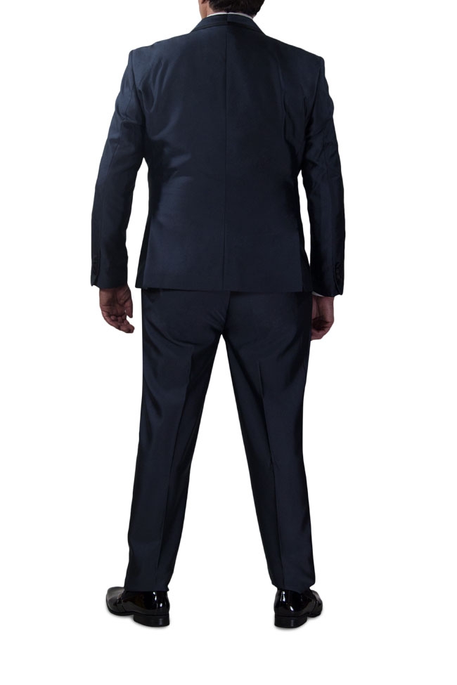 Slim Fit Charcoal 3 Piece Suit with Black Lapel Details-11196