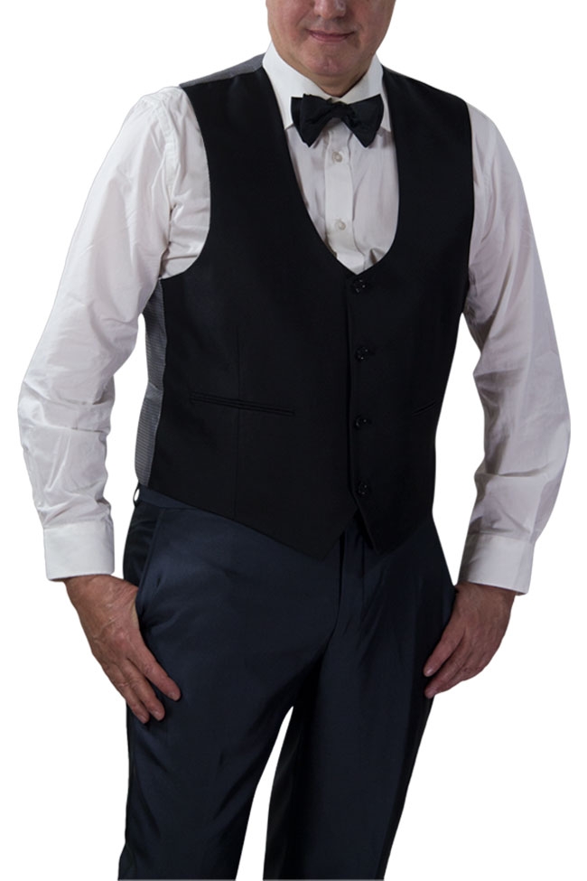 Slim Fit Charcoal 3 Piece Suit with Black Lapel Details-11199