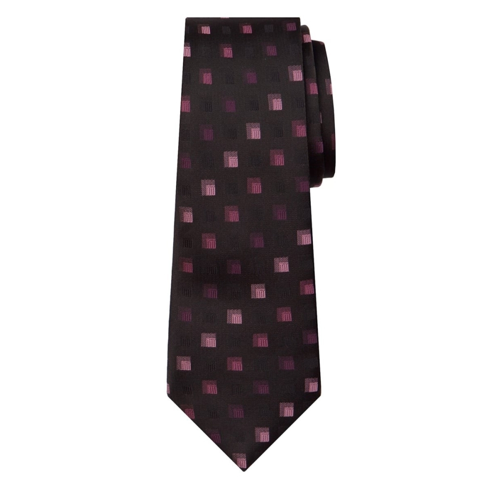 Marquis Classic Width Dark Purple Tie with Square Pattern