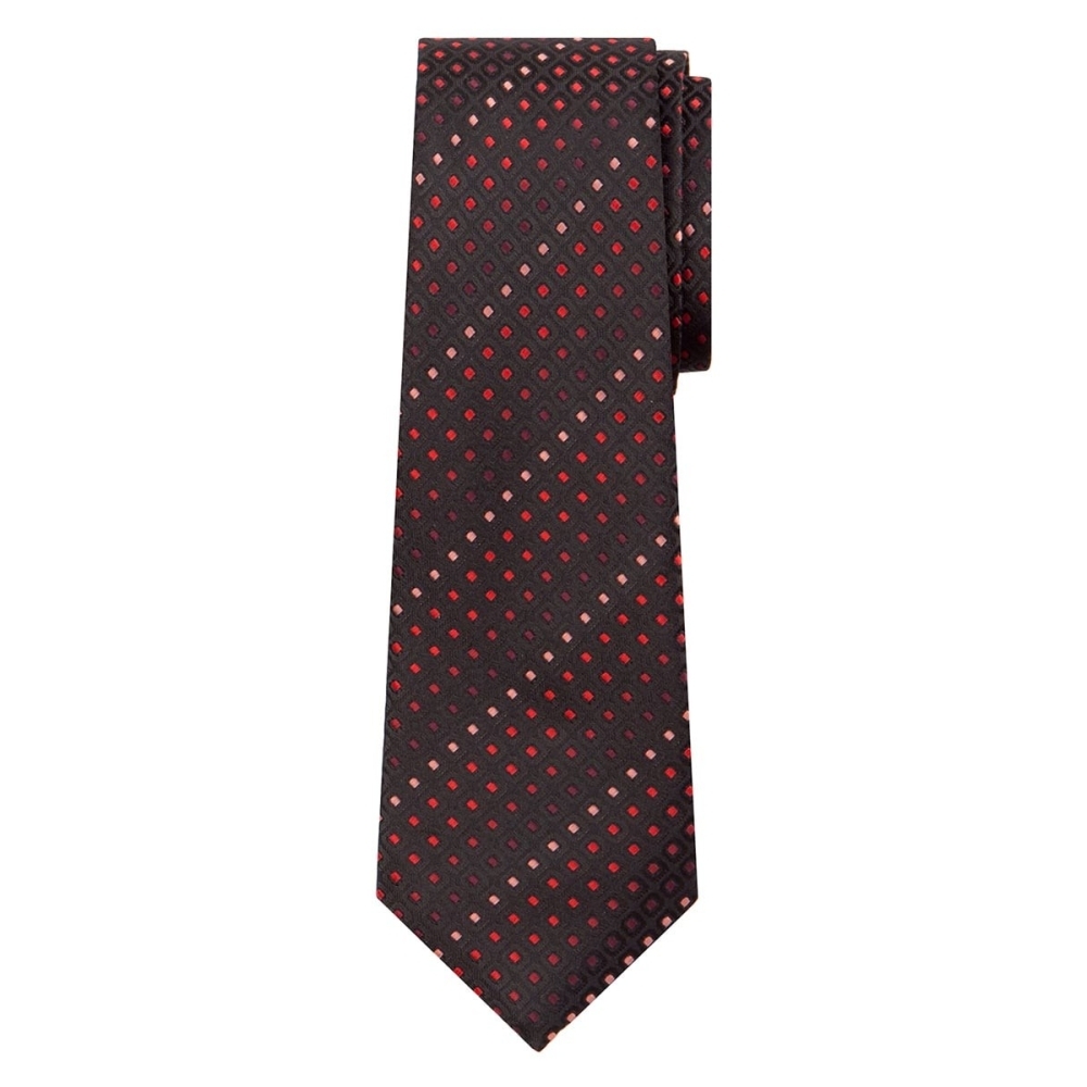 Marquis Classic Width Black Tie with Diagonal Red Squares