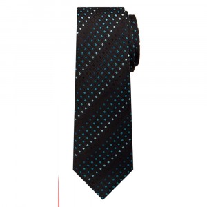 Marquis Classic Width Black Tie with Diagonal Blue Squares