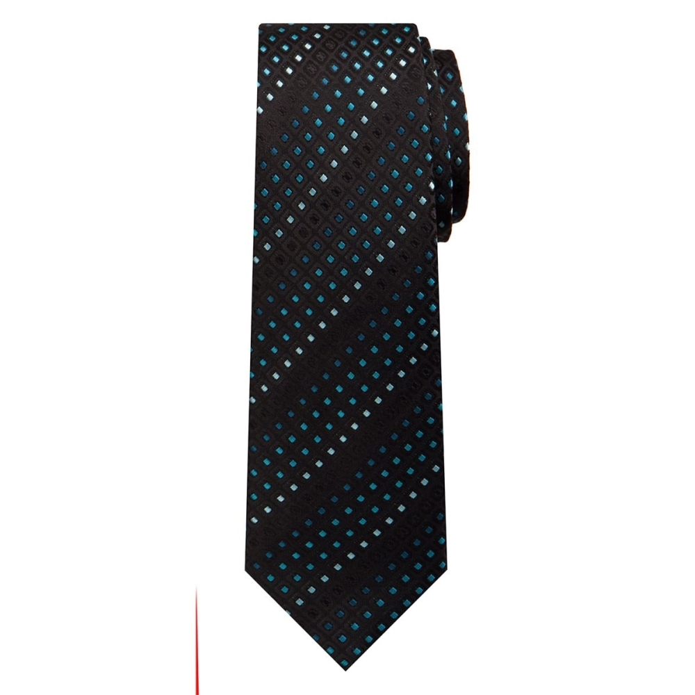 Marquis Classic Width Black Tie with Diagonal Blue Squares
