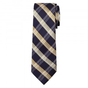 Marquis Classic Width Navy and Gold Diagonal Patterned Tie