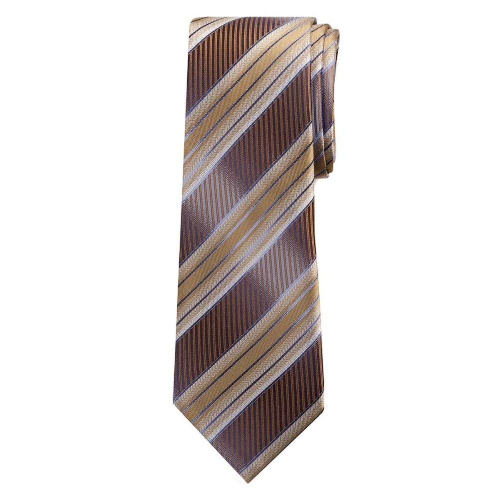 Marquis Classic Width Brown and Gold Diagonal Striped Tie