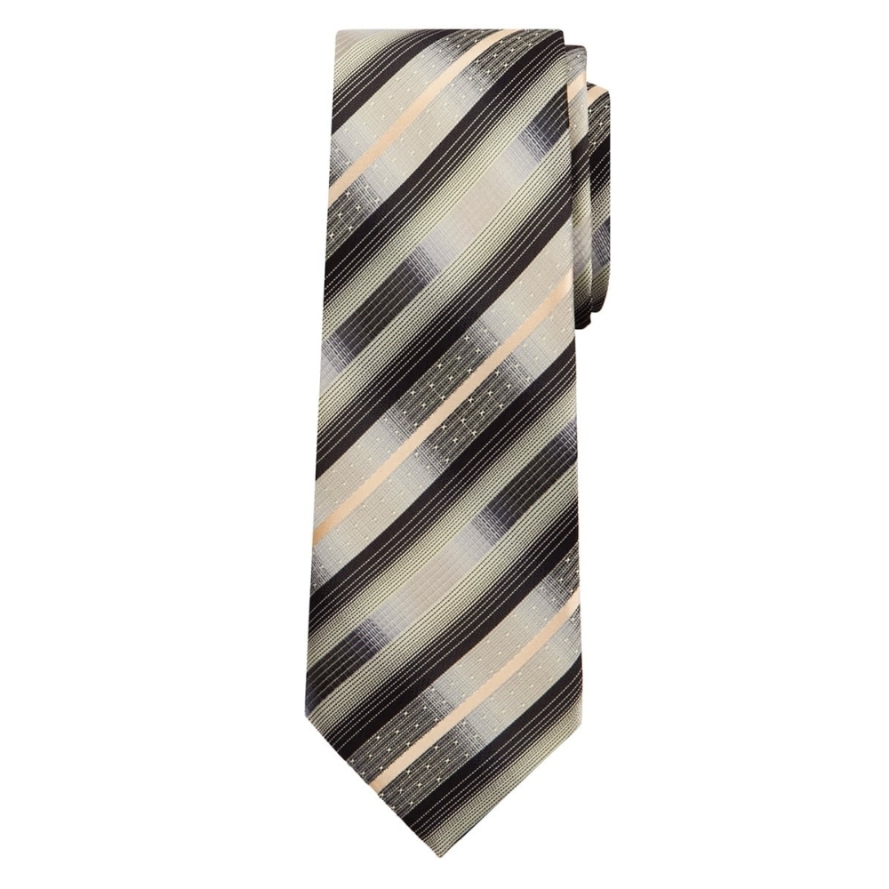 Marquis Classic Width Tan and Brown Diagonal Patterned Tie