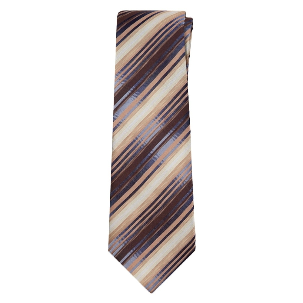 Marquis Classic Width Brown and Tan Diagonal Striped Tie