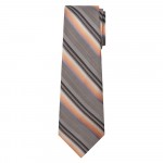 Marquis Classic Width Tie with Orange and Gray Diagonal Stripes