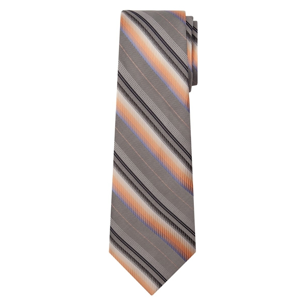 Marquis Classic Width Tie with Orange and Gray Diagonal Stripes