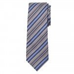 Marquis Classic Width Tie with Blue and Gray Diagonal Stripes