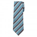 Marquis Classic Width Tie with Bright Blue and Gray Diagonal Stripes
