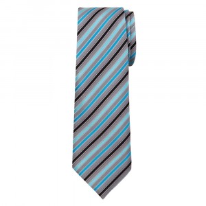 Marquis Classic Width Tie with Bright Blue and Gray Diagonal Stripes