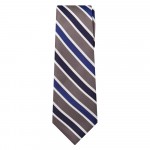 Marquis Classic Width Gray Tie with Blue Diagonal Stripes