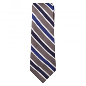 Marquis Classic Width Gray Tie with Blue Diagonal Stripes