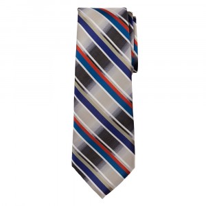Marquis Classic Width Gray Tie with Blue and Red Diagonal Stripes