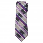 Marquis Classic Width Gray Tie with Purple and Pink Diagonal Stripes