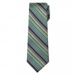 Marquis Classic Width Gray Tie with Diagonal Green Stripes