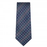 Marquis Classic Width Blue Square and Circle Patterned Tie