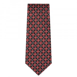Marquis Classic Width Tie with Red and Black Diagonal Pattern