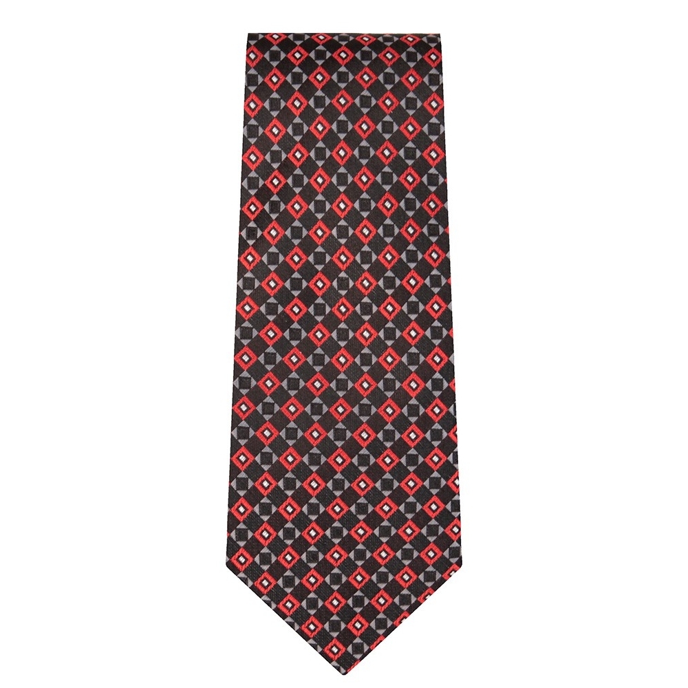 Marquis Classic Width Tie with Red and Black Diagonal Pattern