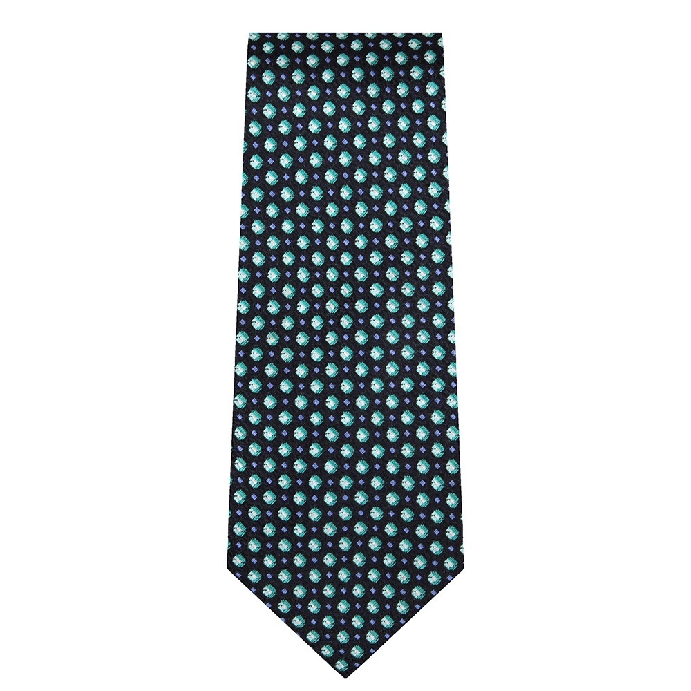 Marquis Classic Width Black Tie with Little Green Squares