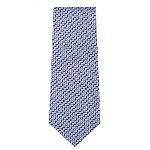Marquis Classic Width Fine Blue Diagonal Checkered Patterned Tie