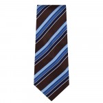 Marquis Classic Width Blue and Brown Stripe Pattern Tie