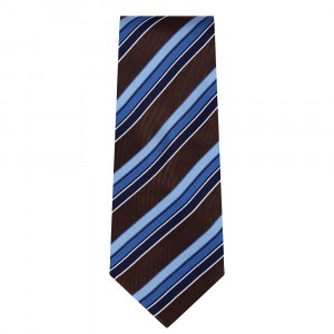 Marquis Classic Width Blue and Brown Stripe Pattern Tie