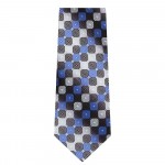 Marquis Classic Width Blue Black and Gray Square Patterned Tie
