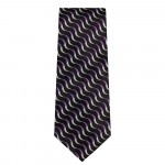 Marquis Classic Width Black Tie with Gray and Purple Wave Pattern