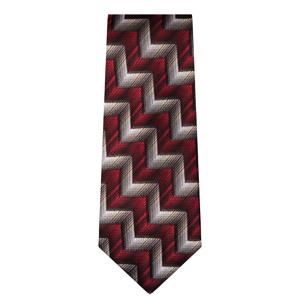 Marquis Classic Width Red and Gray Step Pattern Tie