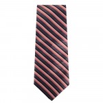 Marquis Classic Width Salmon & Navy Stripe Pattern Tie
