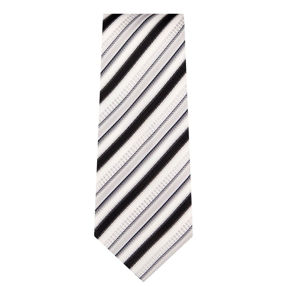 Marquis Classic Width Tie with Black and White Diagonal Stripes