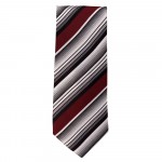 Classic Width Red Brown Gray Striped Patterned Tie