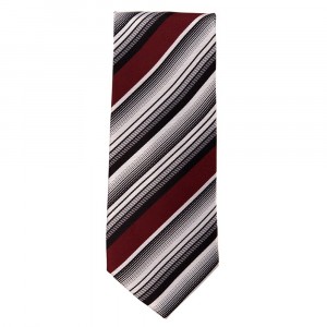Classic Width Red Brown Gray Striped Patterned Tie