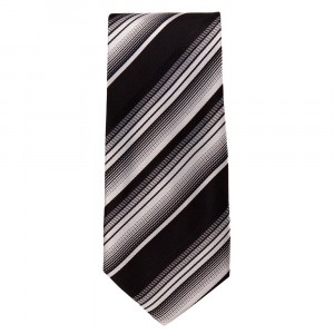 Classic Width Black Brown Gray Striped Patterned Tie