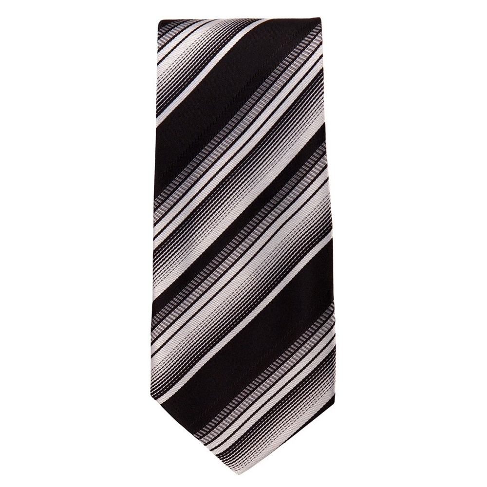 Classic Width Black Brown Gray Striped Patterned Tie