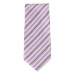 Classic Width Purple Pink Gray Striped Patterned Tie