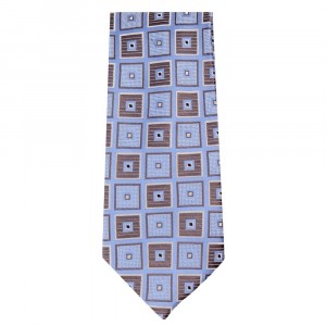 Marquis Classic Width Blue and Gray Square Patterned Tie