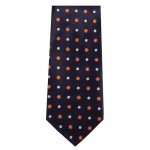Marquis Classic Width Navy Tie with Small Orange and White Circles