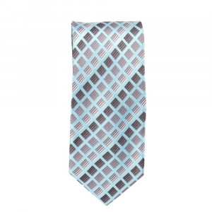 Marquis Classic Width Light Blue Checkered Patterned Tie