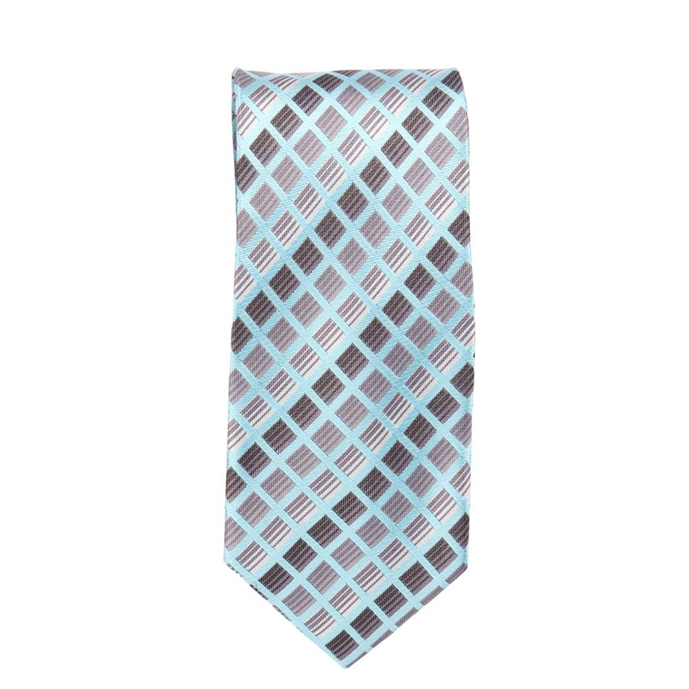 Marquis Classic Width Light Blue Checkered Patterned Tie